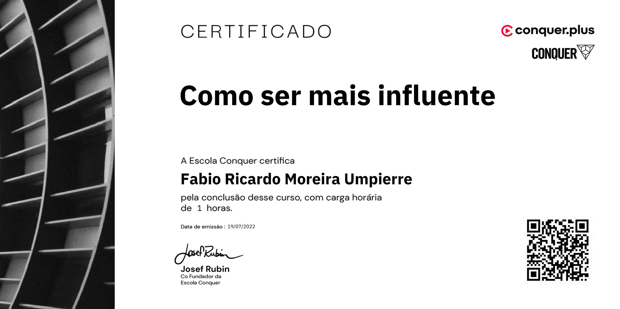 Certificado de Como ser mais influente